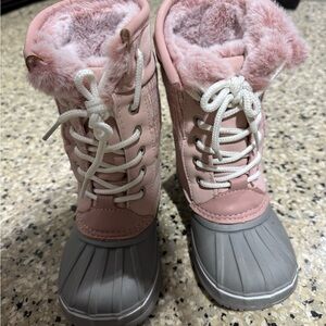 Pink and Gray Winter Boots